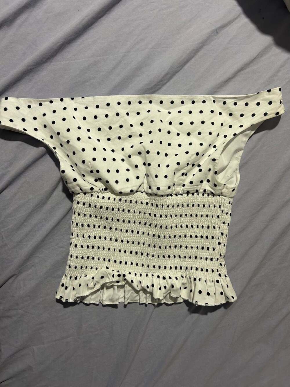 Peppermayo Black And White Polka Dot Smocked Tube Top - Picture 5 of 5